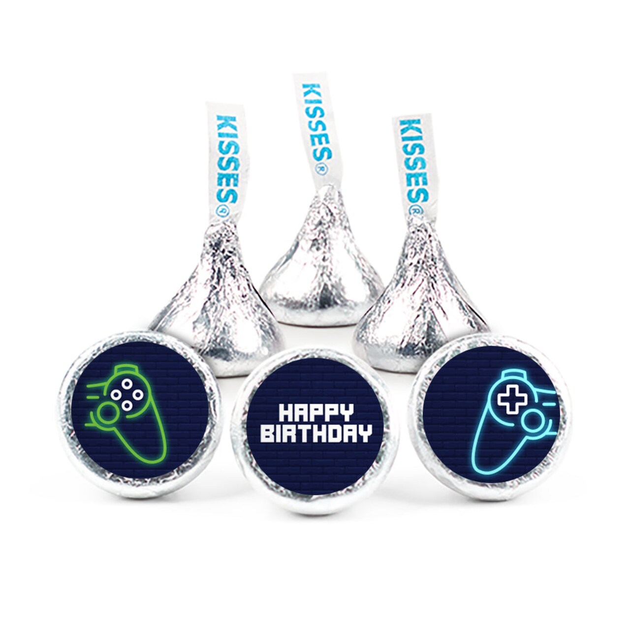 85 Pcs Video Game Kid's Birthday Candy Party Favors Hershey's Kisses Milk Chocolate (13.6oz, Approx. 85 Pcs) - No Assembly Required - By Just Candy